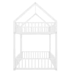 Lit superposé cabane en métal, jumeau sur jumeau, avec clôture et porte