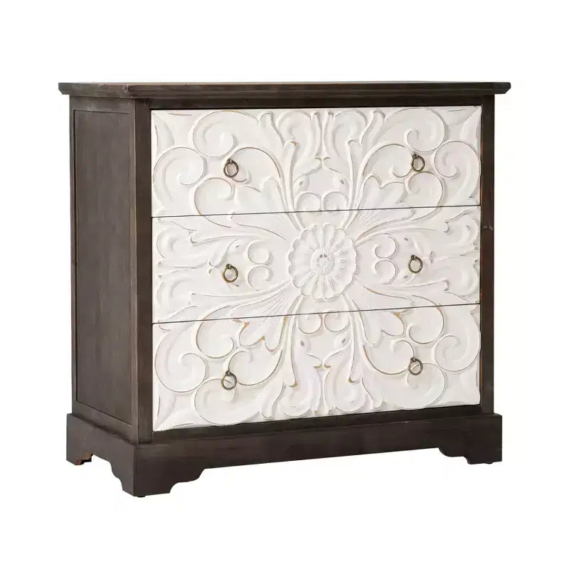 Commode vintage Heynemo à 3 tiroirs, meuble de rangement d'appoint à 3 tiroirs, table de chevet de style ferme avec pieds en forme de gourde, pour chambre à coucher, salon