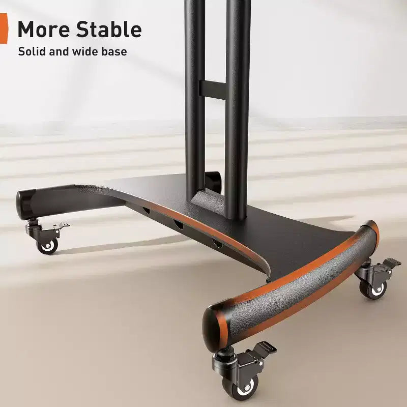 Chariot TV mobile Perlegear pour téléviseurs plats/incurvés de 32 à 80 pouces, support roulant avec étagère réglable en hauteur, VESA max 600x400mm, supporte jusqu'à 45 kg