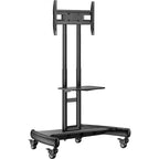 Chariot TV mobile Perlegear pour téléviseurs plats/incurvés de 32 à 80 pouces, support roulant avec étagère réglable en hauteur, VESA max 600x400mm, supporte jusqu'à 45 kg