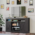 Meuble TV de ferme Heynemo avec porte coulissante pour téléviseurs jusqu'à 65''+, meuble de divertissement de 34 pouces de haut pour chambre à coucher, salon