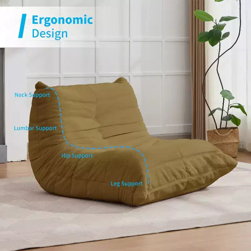 Pouf Mjkone, 41 po L, Canapé de Sol Paresseux pour Adultes, Jaune/Blanc/Gris