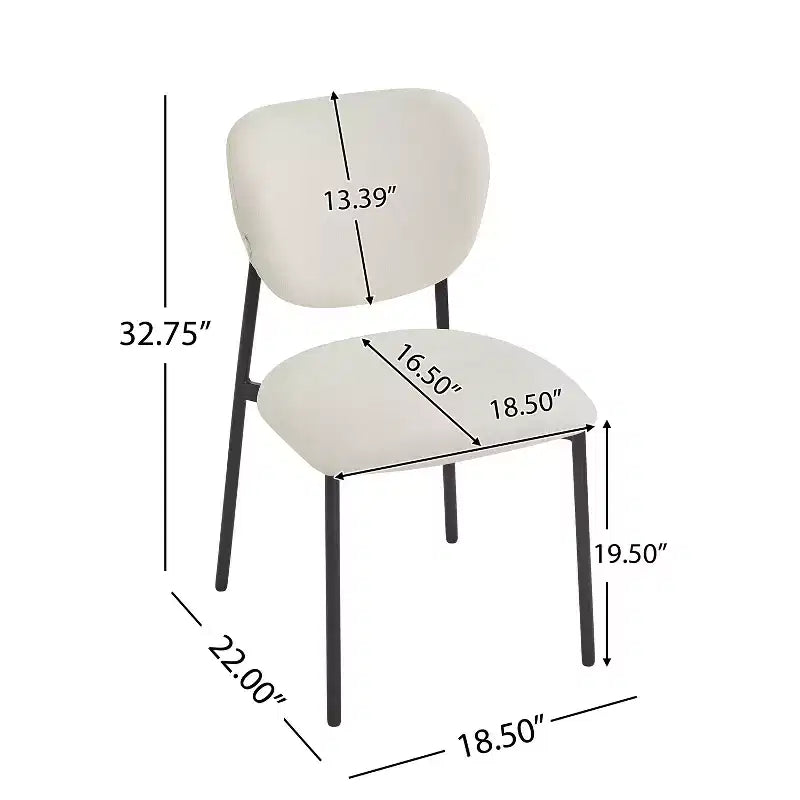 Lot de 2 chaises de salle à manger capitonnées, sans accoudoirs, avec pieds en métal, beige + noir - ModernLuxe