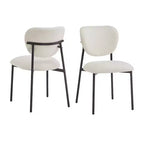 Lot de 2 chaises de salle à manger capitonnées, sans accoudoirs, avec pieds en métal, beige + noir - ModernLuxe