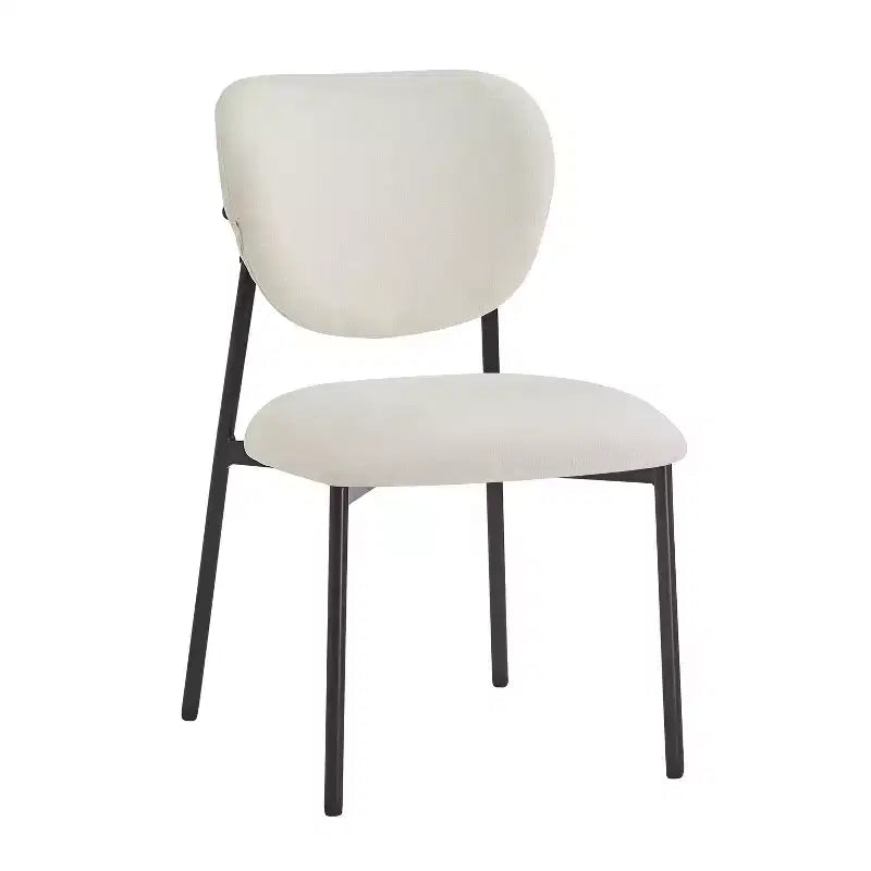 Lot de 2 chaises de salle à manger capitonnées, sans accoudoirs, avec pieds en métal, beige + noir - ModernLuxe