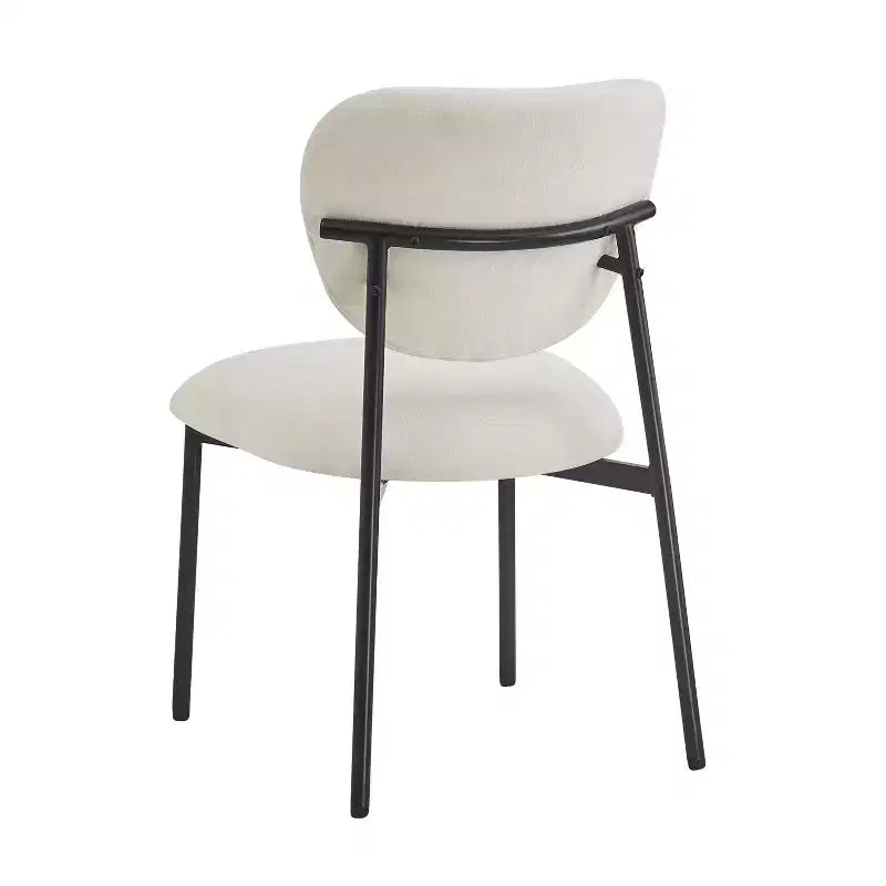 Lot de 2 chaises de salle à manger capitonnées, sans accoudoirs, avec pieds en métal, beige + noir - ModernLuxe