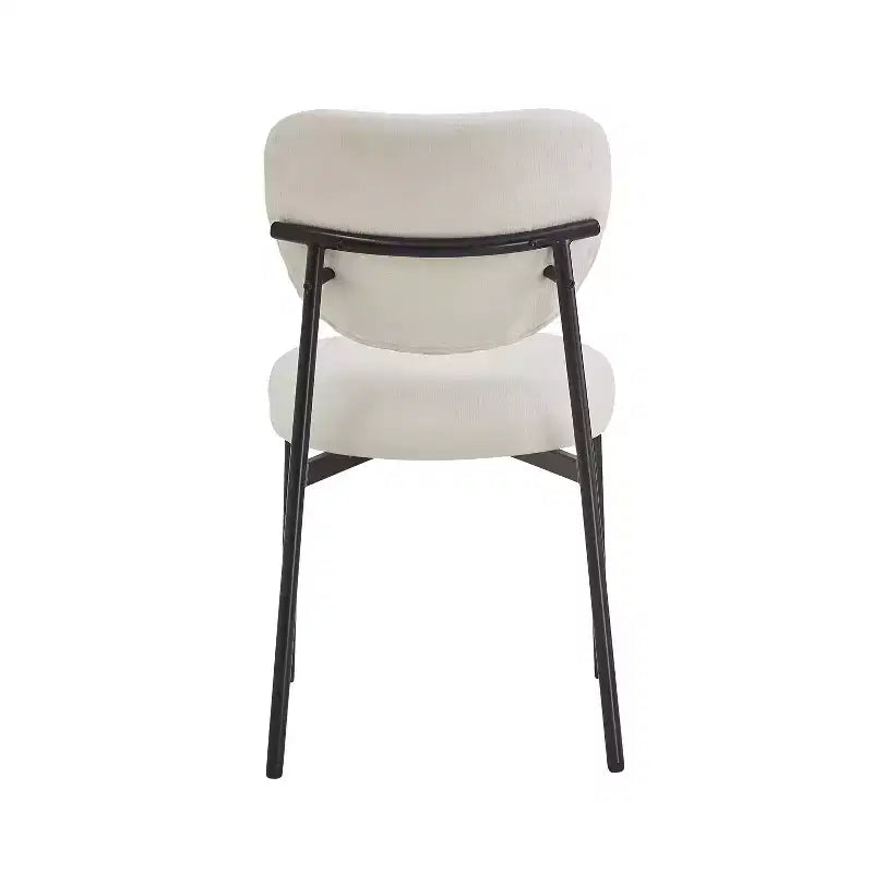 Lot de 2 chaises de salle à manger capitonnées, sans accoudoirs, avec pieds en métal, beige + noir - ModernLuxe