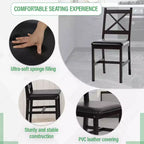 Ensemble de salle à manger 3/5 pièces FDW avec construction en bois de pin massif et chaises en similicuir, marron foncé