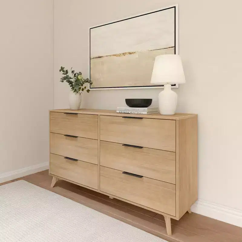 Commode à 6 tiroirs Plank+Beam avec poignées en laiton