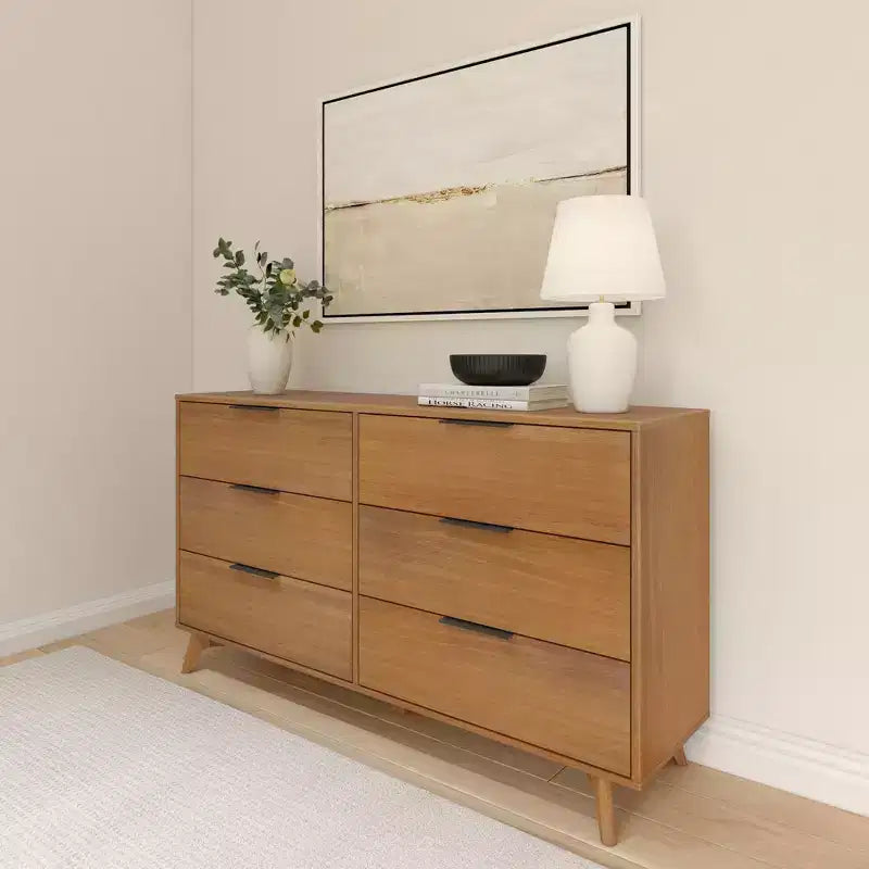 Commode à 6 tiroirs Plank+Beam avec poignées en laiton