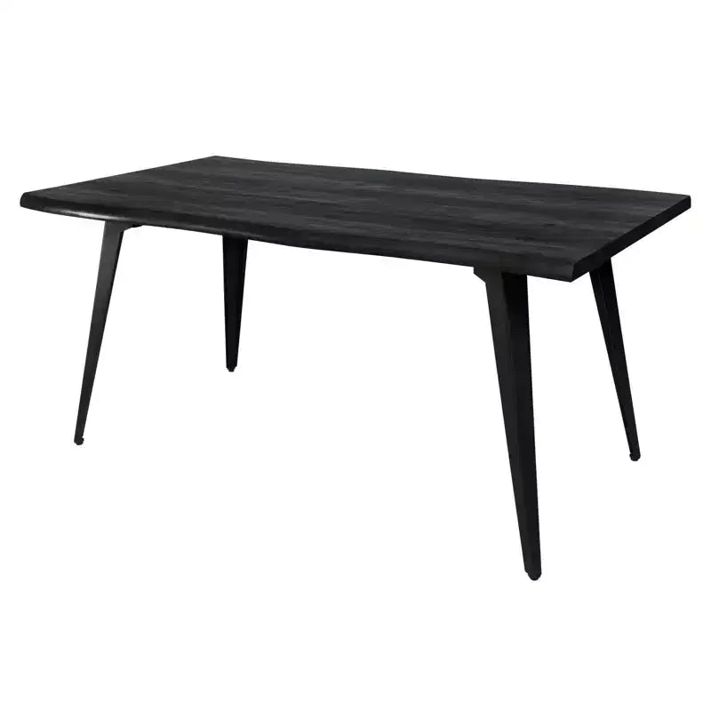 Table à manger rectangulaire moderne LeisureMod Ravenna 63 – Plateau en bois à bord ondulé avec pieds en métal pour cuisine, salle à manger et espaces contemporains