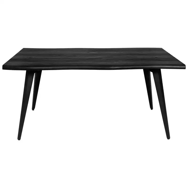 Table à manger rectangulaire moderne LeisureMod Ravenna 63 – Plateau en bois à bord ondulé avec pieds en métal pour cuisine, salle à manger et espaces contemporains