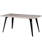 Table à manger rectangulaire moderne LeisureMod Ravenna 63 – Plateau en bois à bord ondulé avec pieds en métal pour cuisine, salle à manger et espaces contemporains