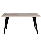 Table à manger rectangulaire moderne LeisureMod Ravenna 63 – Plateau en bois à bord ondulé avec pieds en métal pour cuisine, salle à manger et espaces contemporains