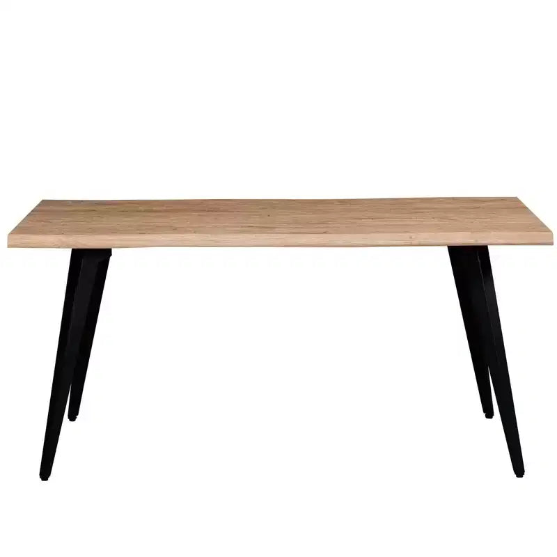 Table à manger rectangulaire moderne LeisureMod Ravenna 63 – Plateau en bois à bord ondulé avec pieds en métal pour cuisine, salle à manger et espaces contemporains