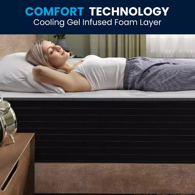 Matelas hybride Flash Furniture Dream Cooling Gel 12 pouces en mousse CertiPUR-US certifiée et ressorts ensachés, matelas en boîte