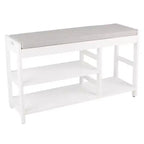 Banc à Chaussures, Étagère à Chaussures en Bois à 3 Niveaux avec Coussin Rembourré