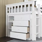 Lit mezzanine double Whisen 79,2L x 42W avec armoire de rangement, tiroir et étagère et bureau coulissant