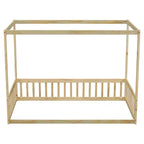 Lit au sol Montessori Whisen avec baldaquin, barrière et garde-corps, taille double minimaliste