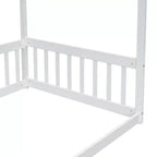 Lit au sol Montessori Whisen avec baldaquin, barrière et garde-corps, taille double minimaliste