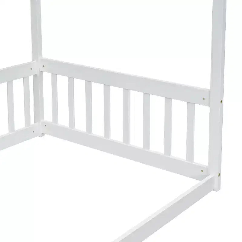 Lit au sol Montessori Whisen avec baldaquin, barrière et garde-corps, taille double minimaliste