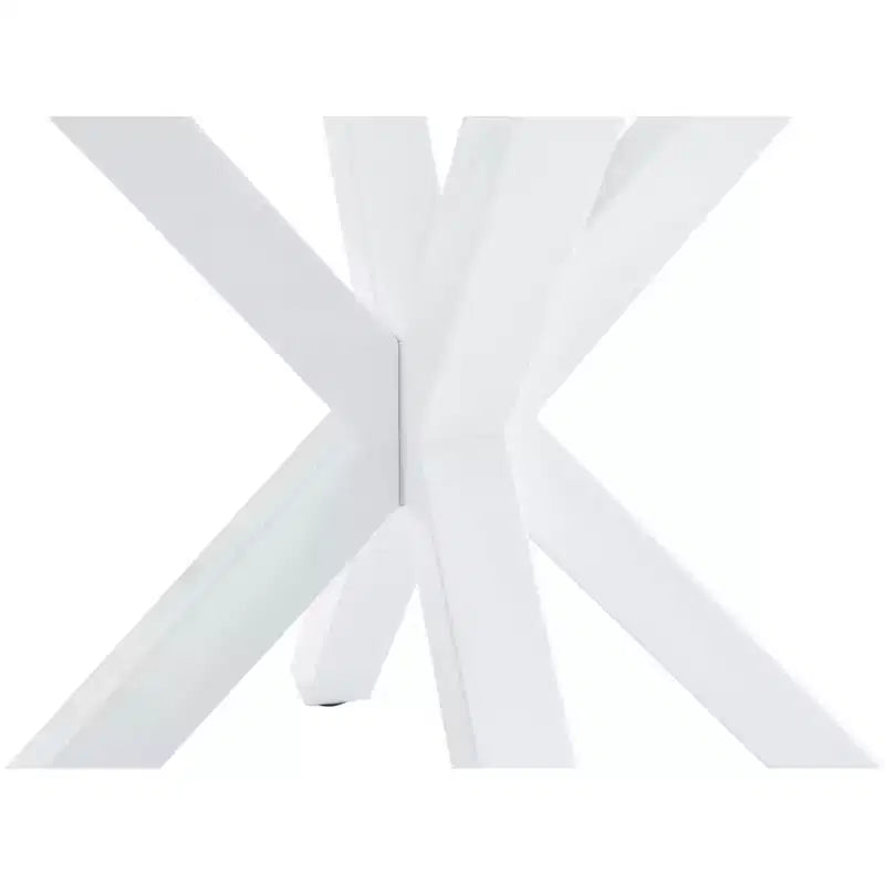 MAYEERTY Table Basse 107 cm Blanche Style Scandinave Piétement Central Croisé