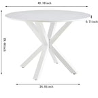 MAYEERTY Table Basse 107 cm Blanche Style Scandinave Piétement Central Croisé