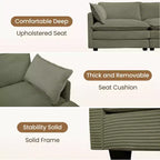 HYLEORY Canapé modulable surdimensionné en velours côtelé de 288 cm de profondeur * 288 cm de large, 7 places, avec double pouf, canapé en U avec canapé d'angle
