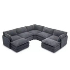 HYLEORY Canapé modulable surdimensionné en velours côtelé de 288 cm de profondeur * 288 cm de large, 7 places, avec double pouf, canapé en U avec canapé d'angle
