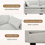 HYLEORY Canapé modulable surdimensionné en velours côtelé de 288 cm de profondeur * 288 cm de large, 7 places, avec double pouf, canapé en U avec canapé d'angle