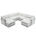 HYLEORY Canapé modulable surdimensionné en velours côtelé de 288 cm de profondeur * 288 cm de large, 7 places, avec double pouf, canapé en U avec canapé d'angle