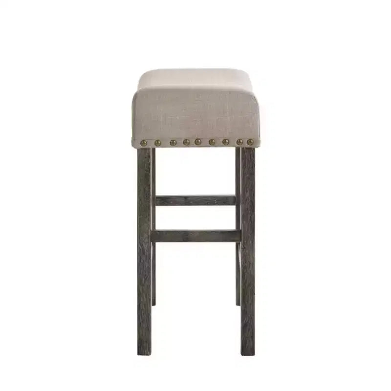 Simple Relax Lot de 2 tabourets de comptoir rembourrés en lin beige et gris patiné