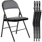 Comfy Folding Chair: Easy Storage, Black Leather