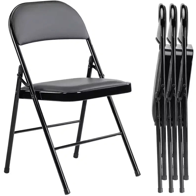 Comfy Folding Chair: Easy Storage, Black Leather