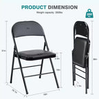 Chaise pliante confortable : rangement facile, cuir noir