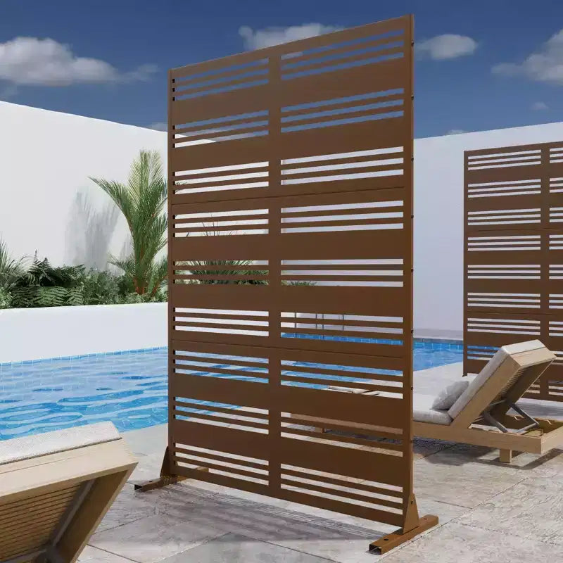 Séparation en acier marron à lamelles larges/étroites B-Style | 183H x 120W x 40P cm