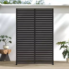 Classic Louver Black Galvanized Steel Room Screen | 183H x 120W x 40D cm
