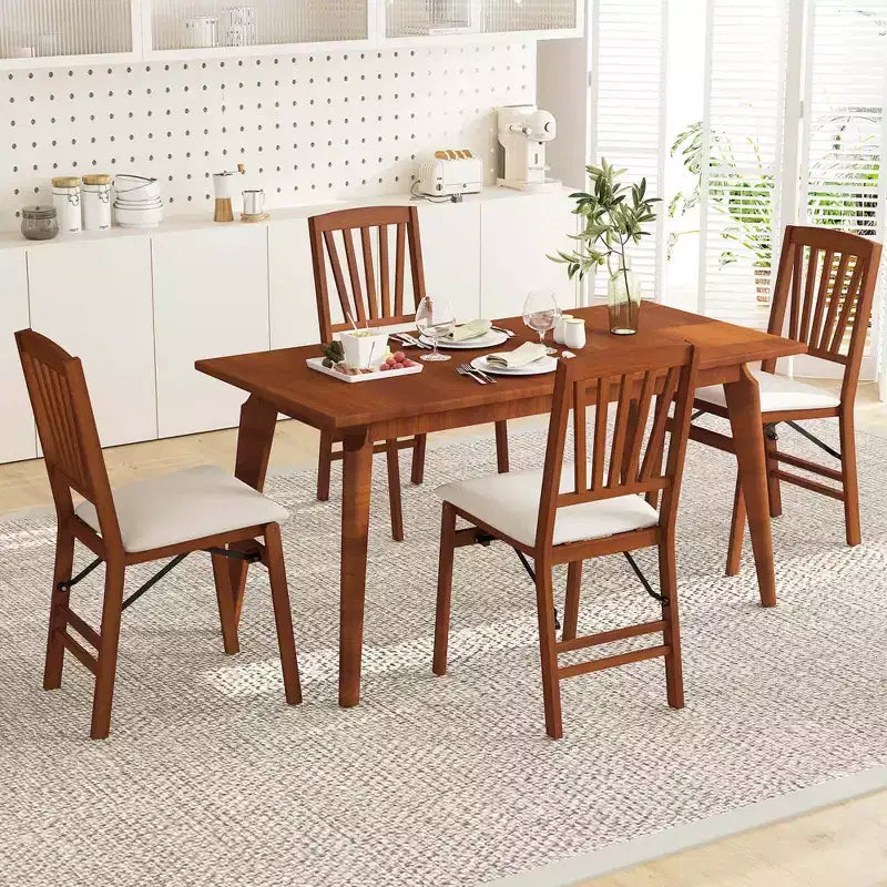 Costway Lot de 2/4 chaises de cuisine avec cadre en bois d'hévéa, assise rembourrée et dossier ajouré