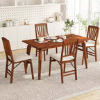 Costway Lot de 2/4 chaises de cuisine avec cadre en bois d'hévéa, assise rembourrée et dossier ajouré