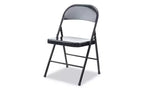 Chaise pliante Alera en acier sans accoudoirs, supporte jusqu'à 125 kg, assise noire, dossier noir, piètement noir, 4/carton