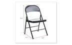 Chaise pliante Alera en acier sans accoudoirs, supporte jusqu'à 125 kg, assise noire, dossier noir, piètement noir, 4/carton