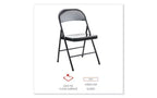 Chaise pliante Alera en acier sans accoudoirs, supporte jusqu'à 125 kg, assise noire, dossier noir, piètement noir, 4/carton