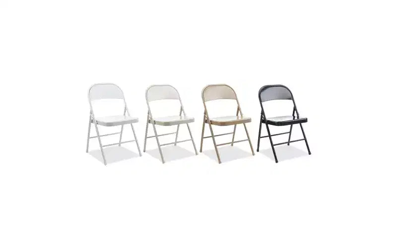 Chaise pliante Alera en acier sans accoudoirs, supporte jusqu'à 125 kg, assise noire, dossier noir, piètement noir, 4/carton