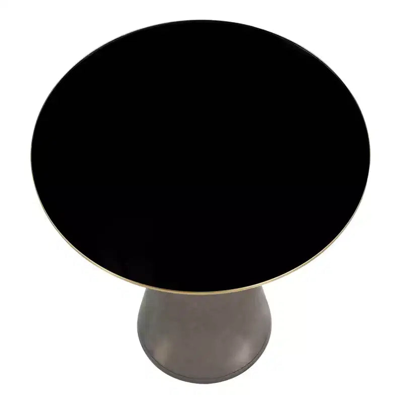 Table d'appoint en verre Hyalus LeisureMod avec cadre en fer Table d'appoint moderne pour salon, chambre, bureau, lounge, intérieur, décor contemporain