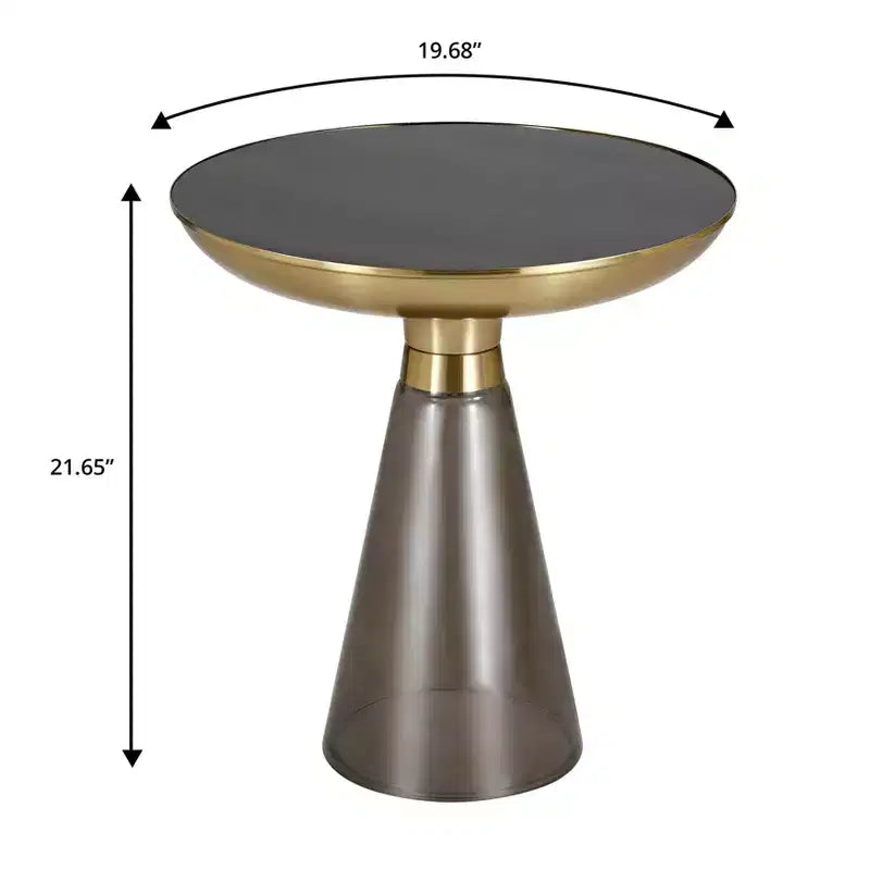 Table d'appoint en verre Hyalus LeisureMod avec cadre en fer Table d'appoint moderne pour salon, chambre, bureau, lounge, intérieur, décor contemporain