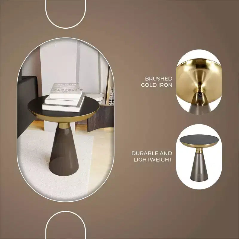 Table d'appoint en verre Hyalus LeisureMod avec cadre en fer Table d'appoint moderne pour salon, chambre, bureau, lounge, intérieur, décor contemporain