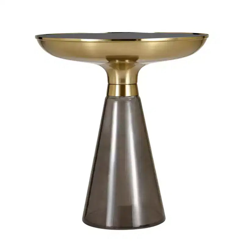 Table d'appoint en verre Hyalus LeisureMod avec cadre en fer Table d'appoint moderne pour salon, chambre, bureau, lounge, intérieur, décor contemporain