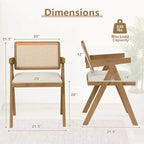 Lot de 2/4 chaises d'appoint en rotin Costway Chaises de salle à manger en tissu Chaises de salon modernes blanches