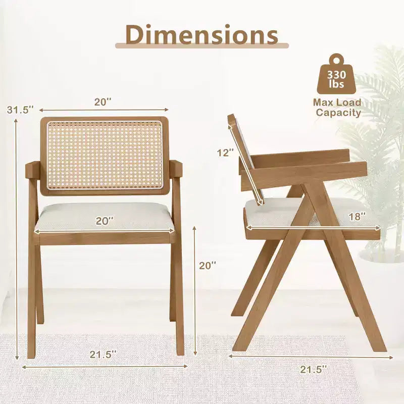 Lot de 2/4 chaises d'appoint en rotin Costway Chaises de salle à manger en tissu Chaises de salon modernes blanches