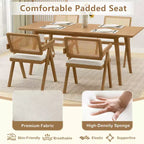 Lot de 2/4 chaises d'appoint en rotin Costway Chaises de salle à manger en tissu Chaises de salon modernes blanches